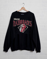Rolling Stones Razorbacks Baseball Diamond Black Thrifted Sweatshirt - shoplivylu