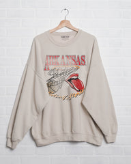 Rolling Stones Arkansas Basketball Net Sand Thrifted Sweatshirt - shoplivylu