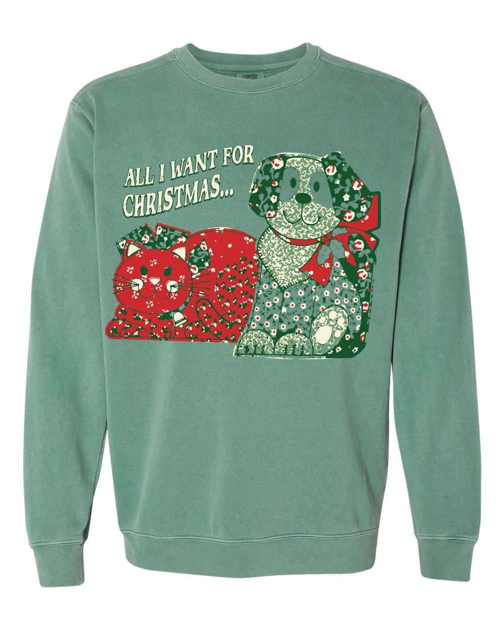 All I Want For Christmas Light Green Sweatshirt - shoplivylu