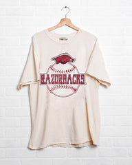 Arkansas Razorbacks Mascot Baseball Off White Thrifted Tee
