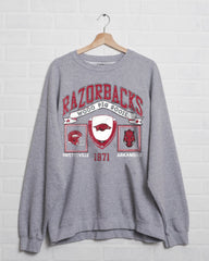 Razorbacks Prep Patch Gray Thrifted Sweatshirt - shoplivylu