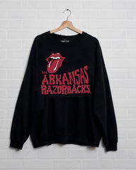 Rolling Stones Arkansas Razorbacks Dazed Black Thrifted Sweatshirt