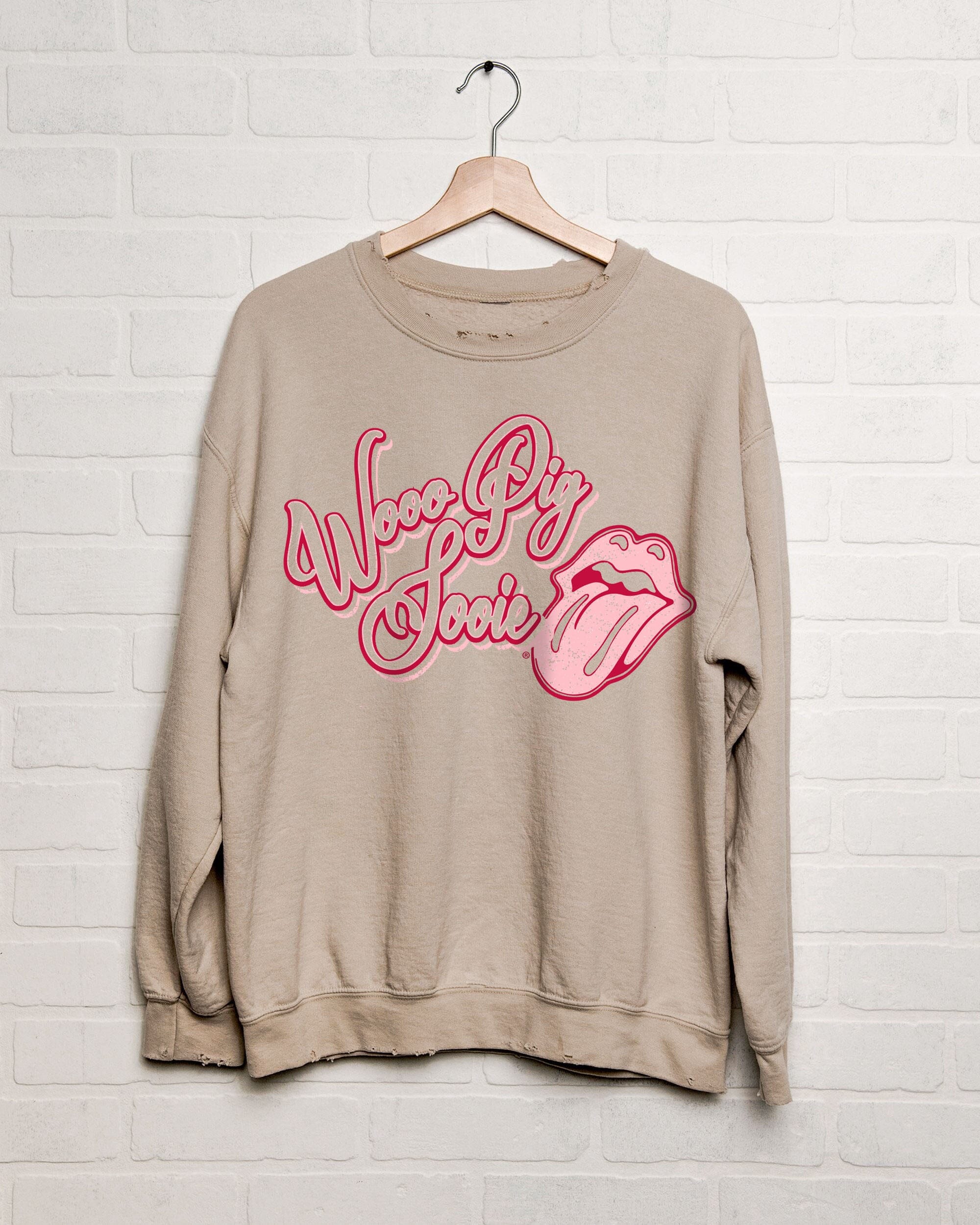 Rolling Stones Arkansas Razorbacks Malibu Puff Ink Sand Thrifted Sweatshirt