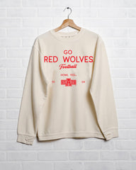 ASU Red Wolves Shot Off Ivory Corded Crew Sweatshirt - shoplivylu