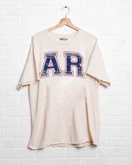 AR Plaid Arch (Pink Outline) Off White Thrifted Tee - shoplivylu