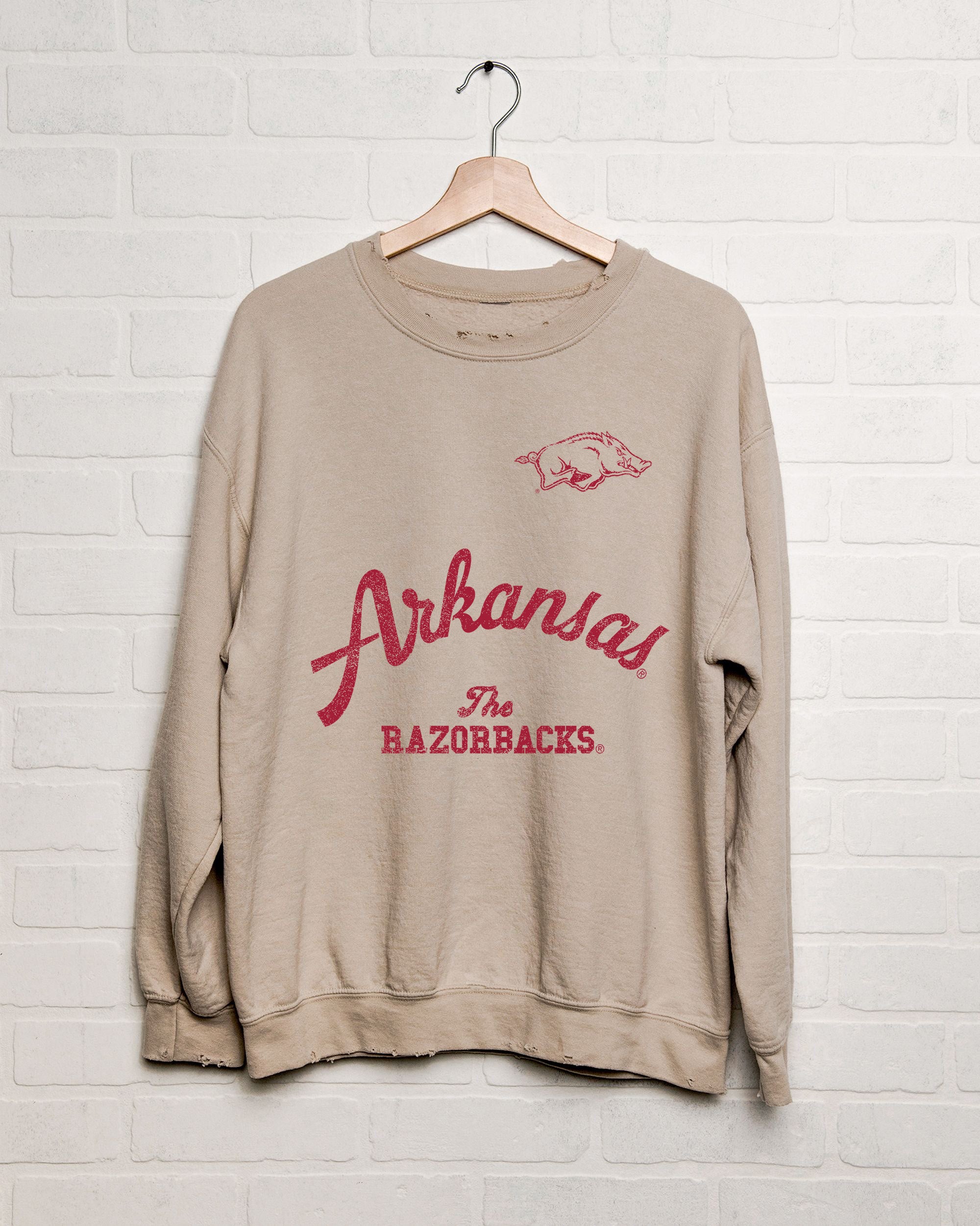 Arkansas Razorbacks Quality Sand Thrifted Sweatshirt - shoplivylu