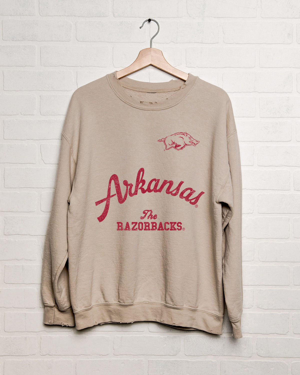 Arkansas Razorbacks Quality Sand Thrifted Sweatshirt - shoplivylu
