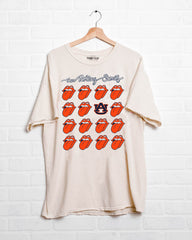 Rolling Stones Auburn Tigers Multi Lick Off White Thrifted Tee - shoplivylu