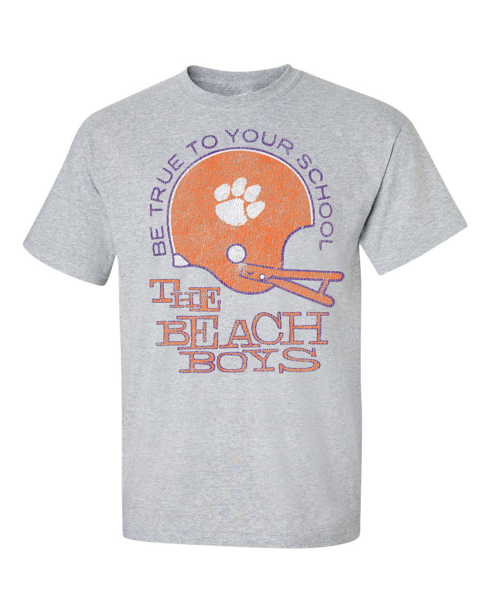 The Beach Boys Clemson Tigers True To Your School Gray Thrifted Tee - shoplivylu