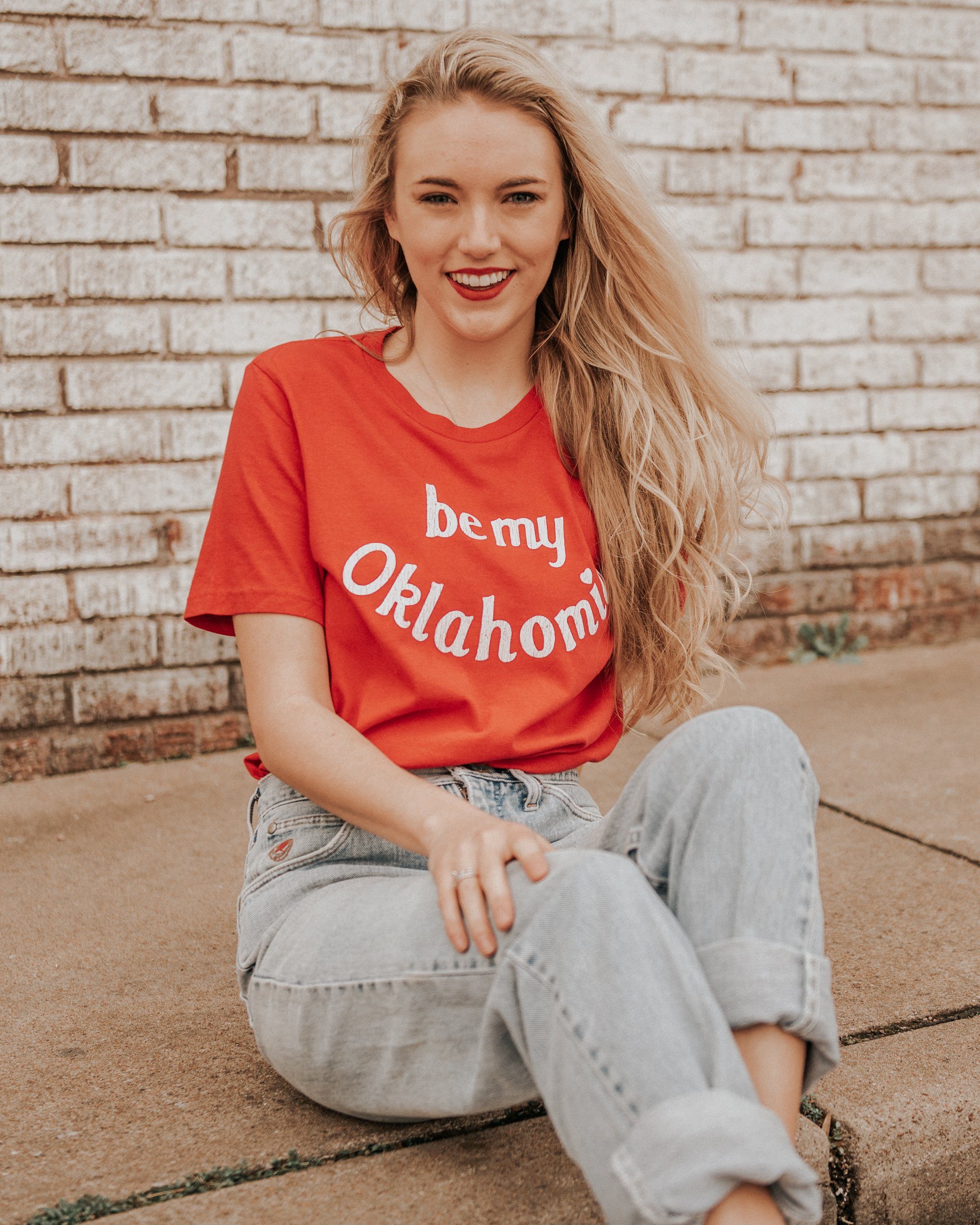 Be My Oklahomie Red Tri-Blend Tee with White Letters (4457113485415)