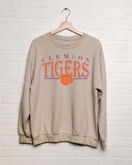Clemson Tigers 80s Sand Thrifted Sweatshirt - shoplivylu