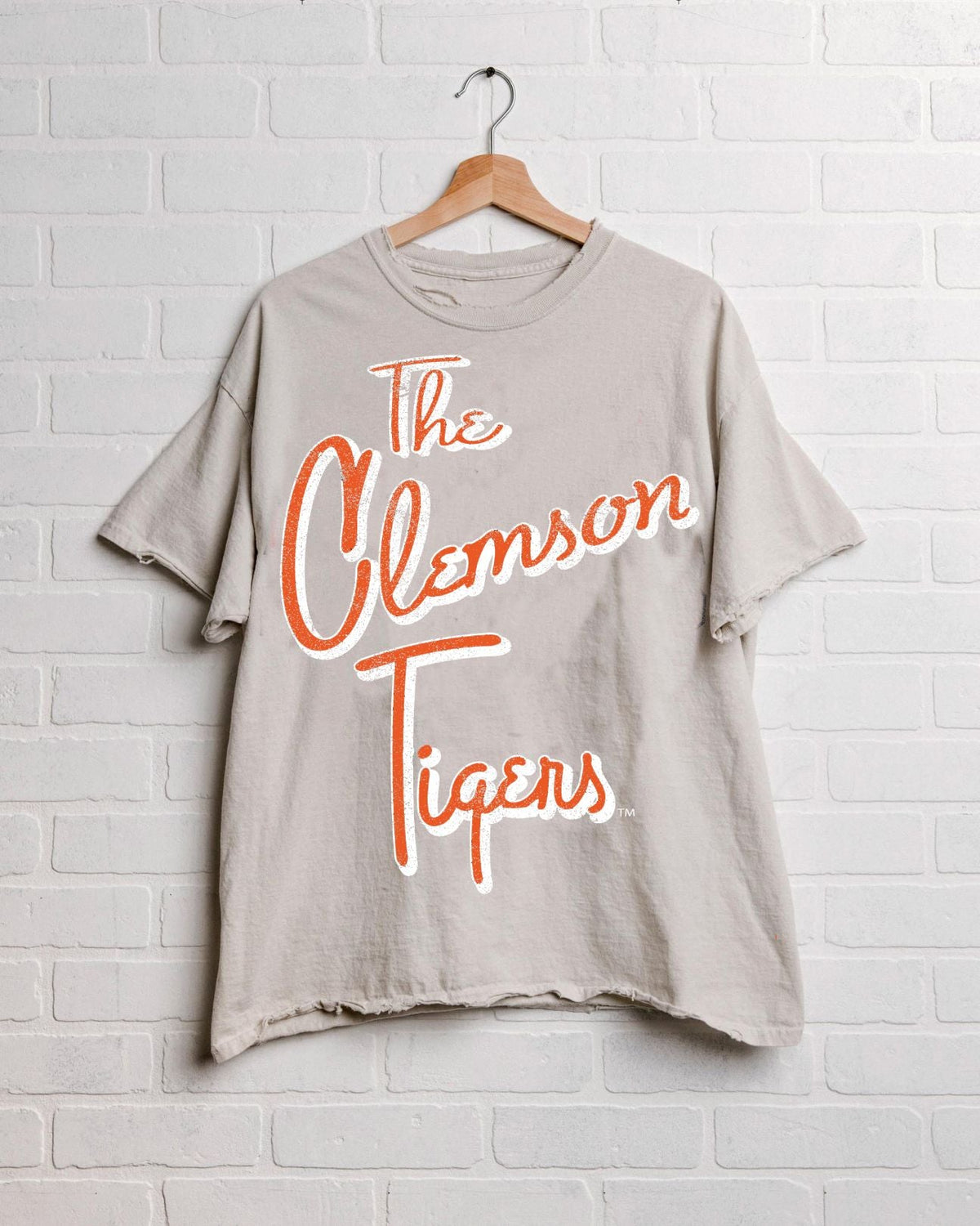 Clemson Tigers Beverly Gray Thrifted Tee - shoplivylu