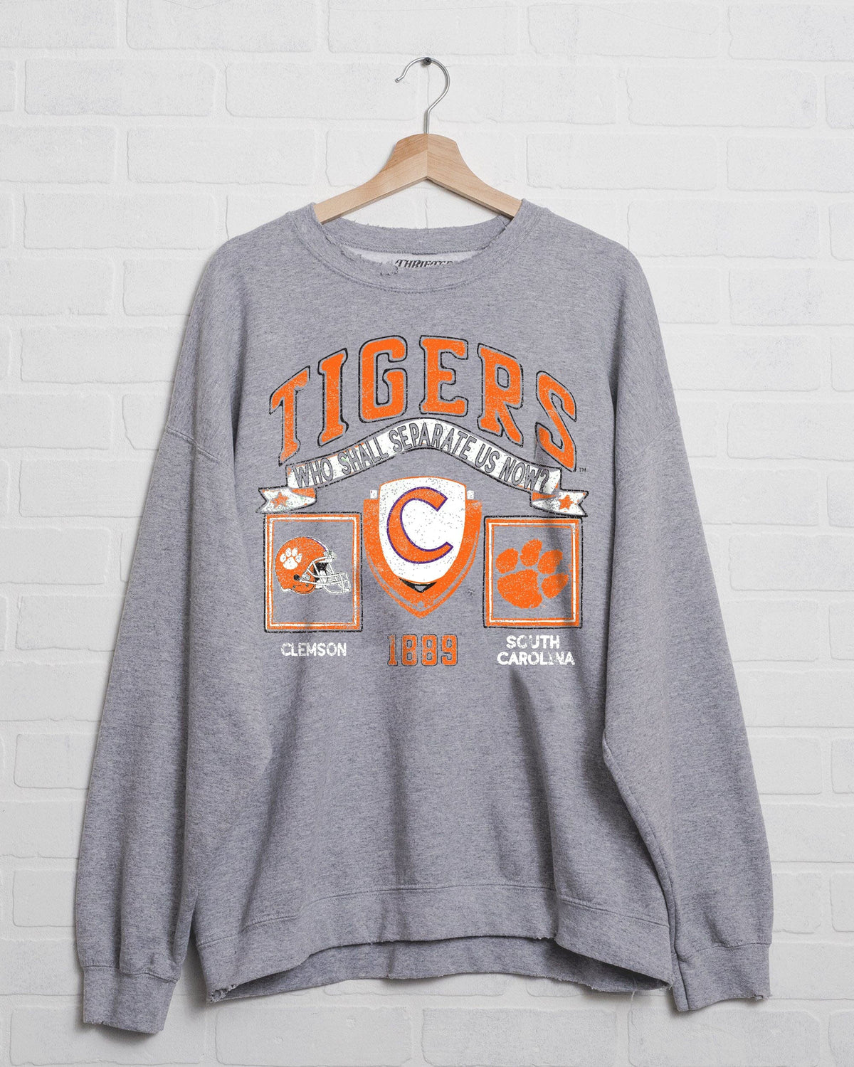 Clemson Tigers Prep Patch Gray Thrifted Sweatshirt