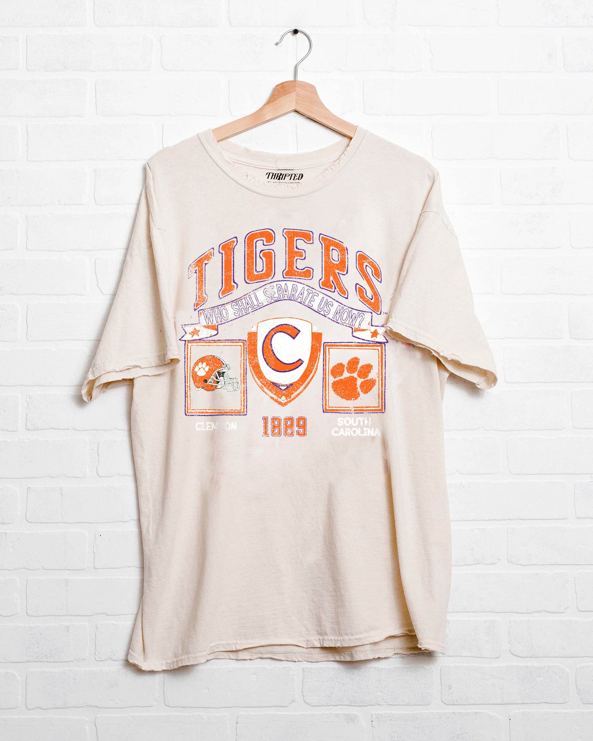Clemson Tigers Prep Patch Off White Thrifted Tee