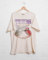 Rolling Stones Clemson Tigers Basketball Net Off White Thrifted Tee - shoplivylu