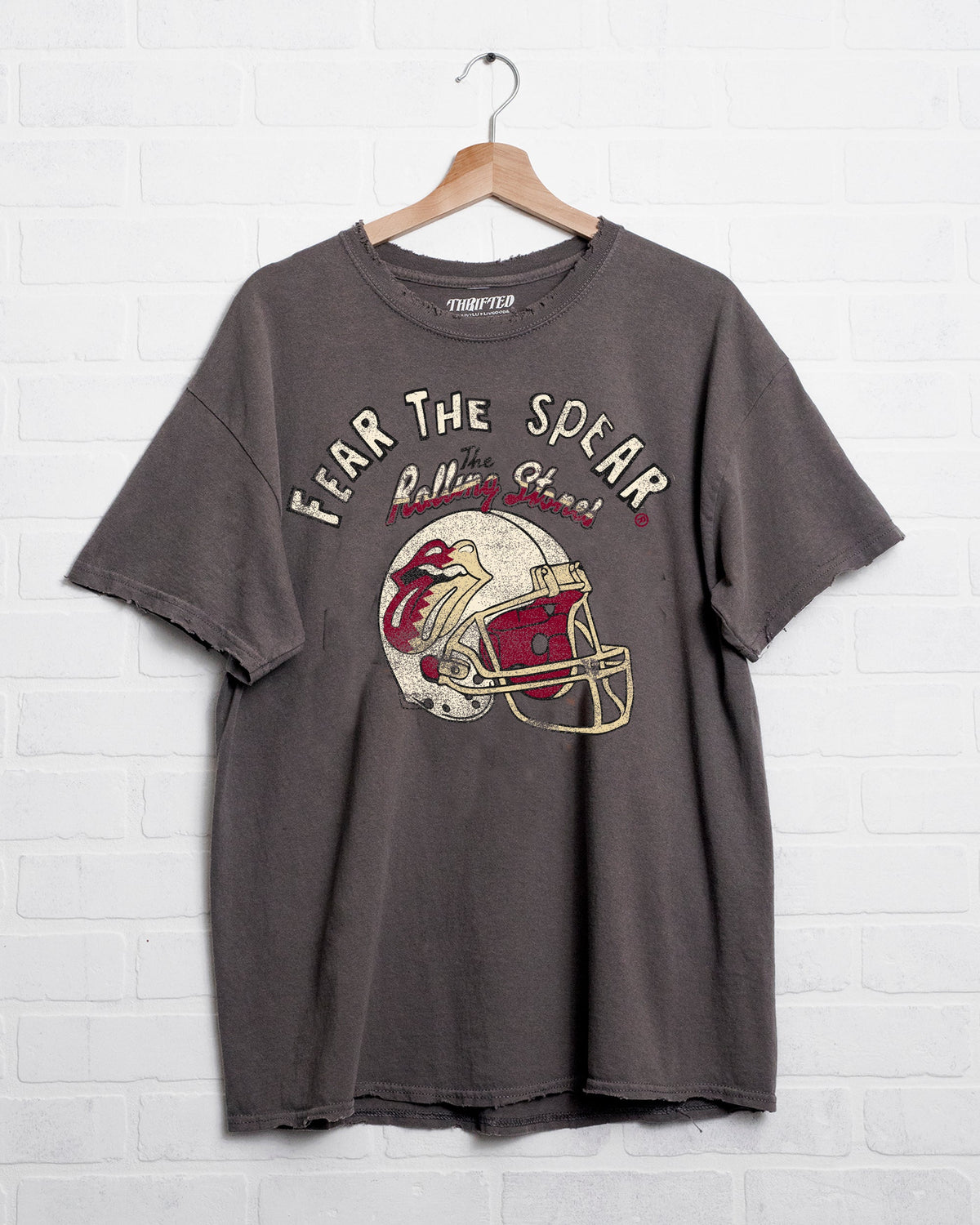 Rolling Stones FSU Helmet Lick Charcoal Thrifted Tee – shoplivylu