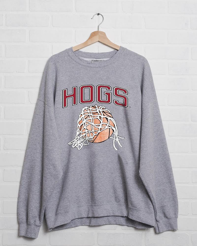 Hogs Basketball Fling Puff Ink Gray Thrifted Sweatshirt - shoplivylu