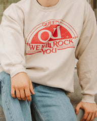 Queen Sooners Will Rock You Sand Thrifted Sweatshirt - shoplivylu