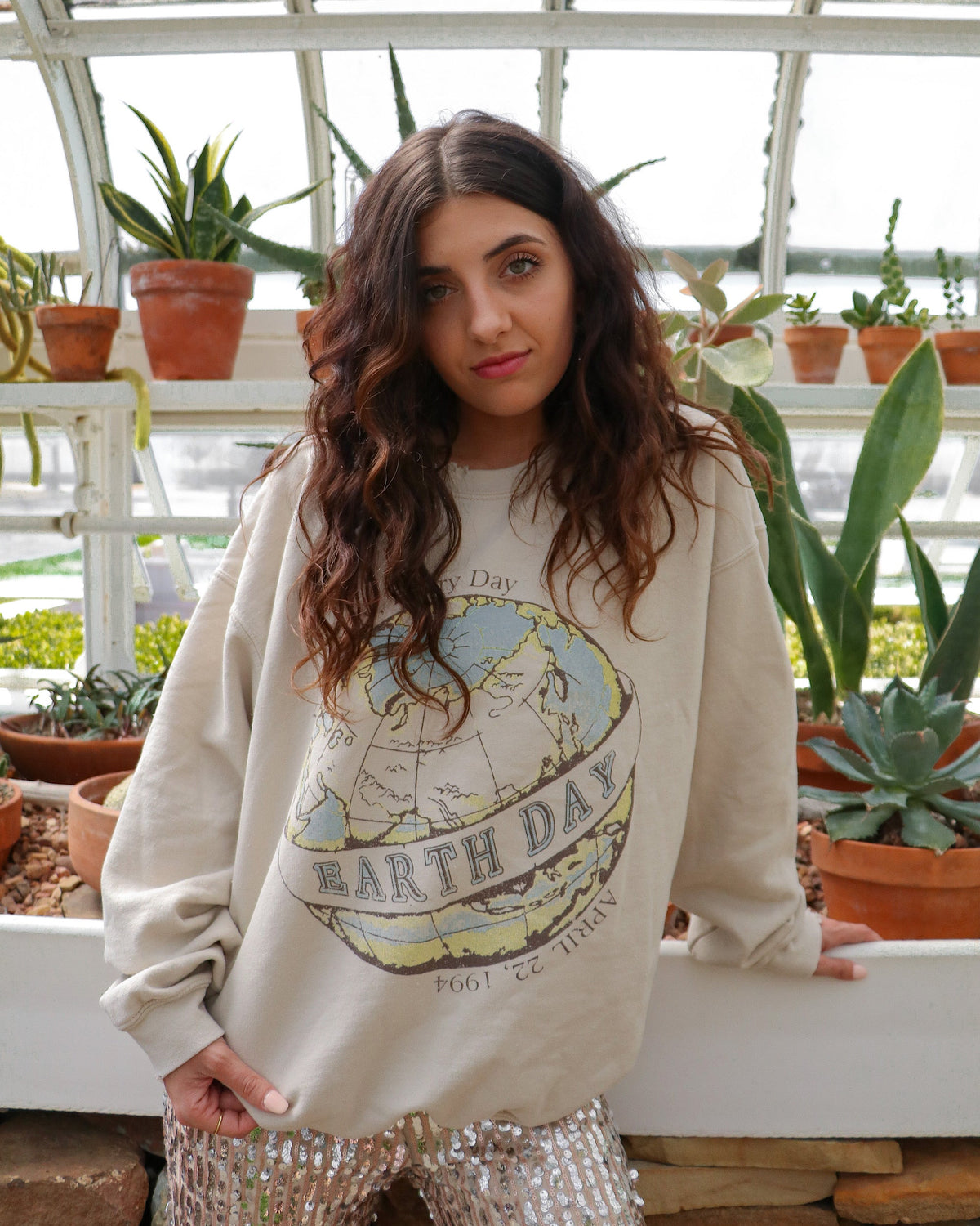 Earth Day Sand Thrifted Sweatshirt - shoplivylu