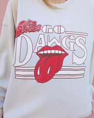 Rolling Stones Georgia Bulldogs Stoned Sand Thrifted Sweatshirt - shoplivylu