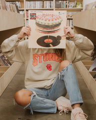 Rolling Stones Arch Sand Thrifted Sweatshirt - shoplivylu