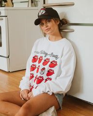 Rolling Stones University of Georgia Multi Lick White Sweatshirt - shoplivylu
