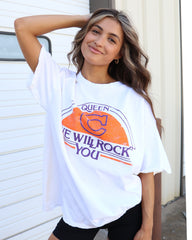 Queen Clemson Tigers Will Rock You White Thrifted Tee - shoplivylu