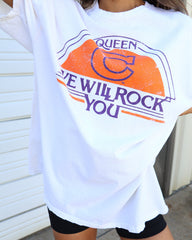 Queen Clemson Tigers Will Rock You White Thrifted Tee - shoplivylu