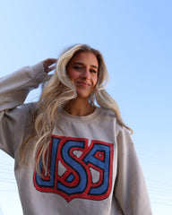 USA Monogram Sand Thrifted Sweatshirt