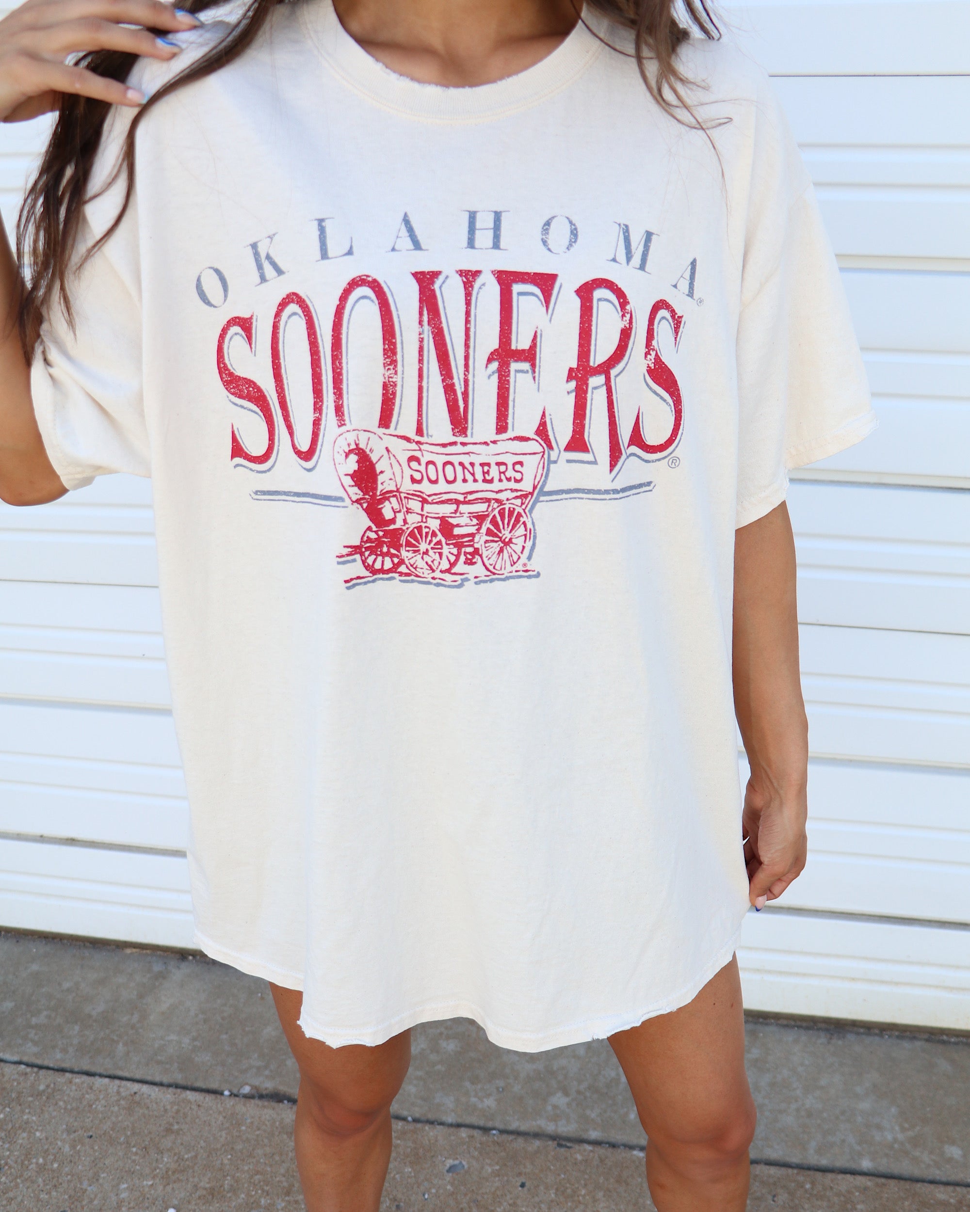 OU Sooners 80s Off White Thrifted Tee - shoplivylu