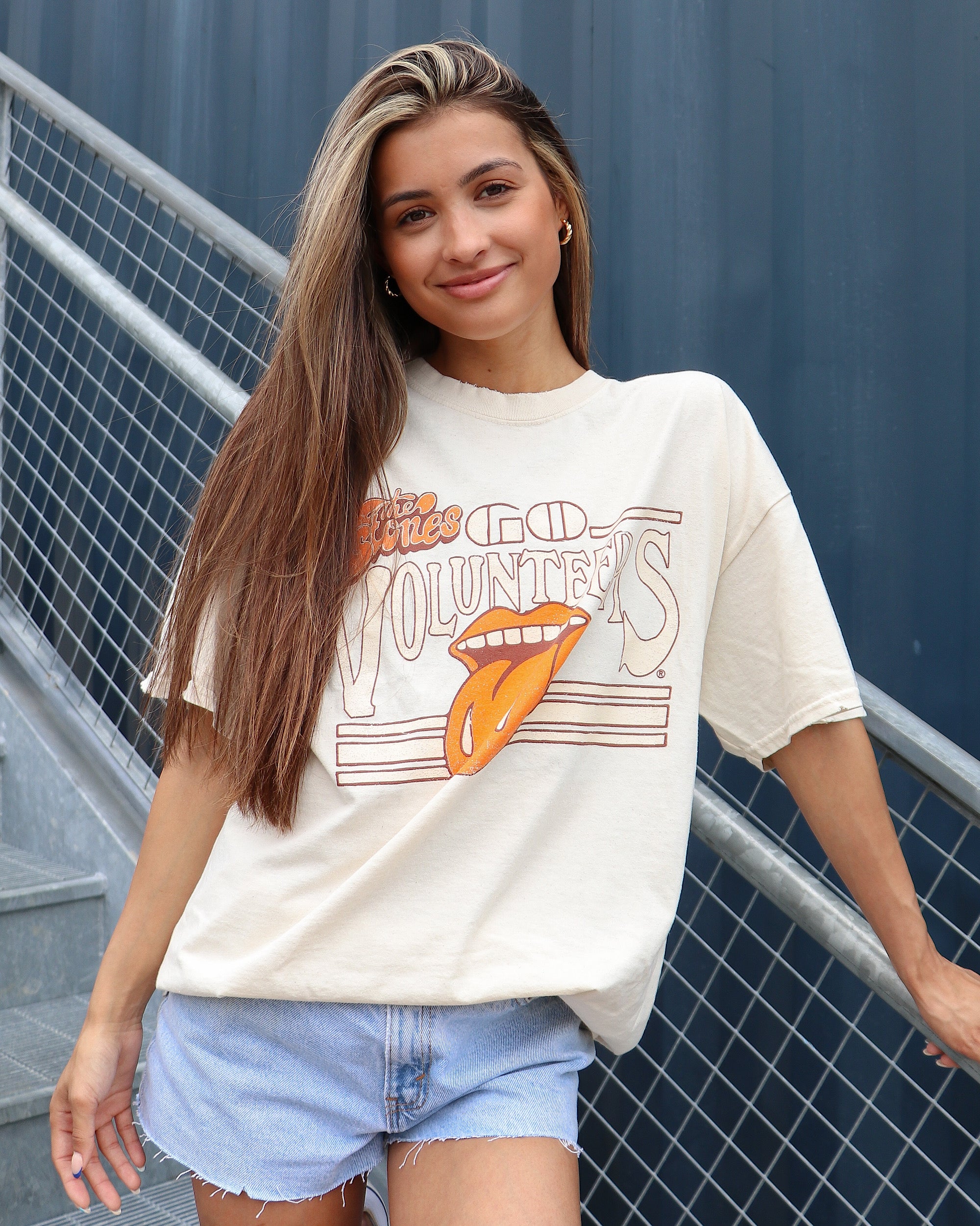 Rolling Stones Volunteers Stoned Off White Thrifted Tee - shoplivylu