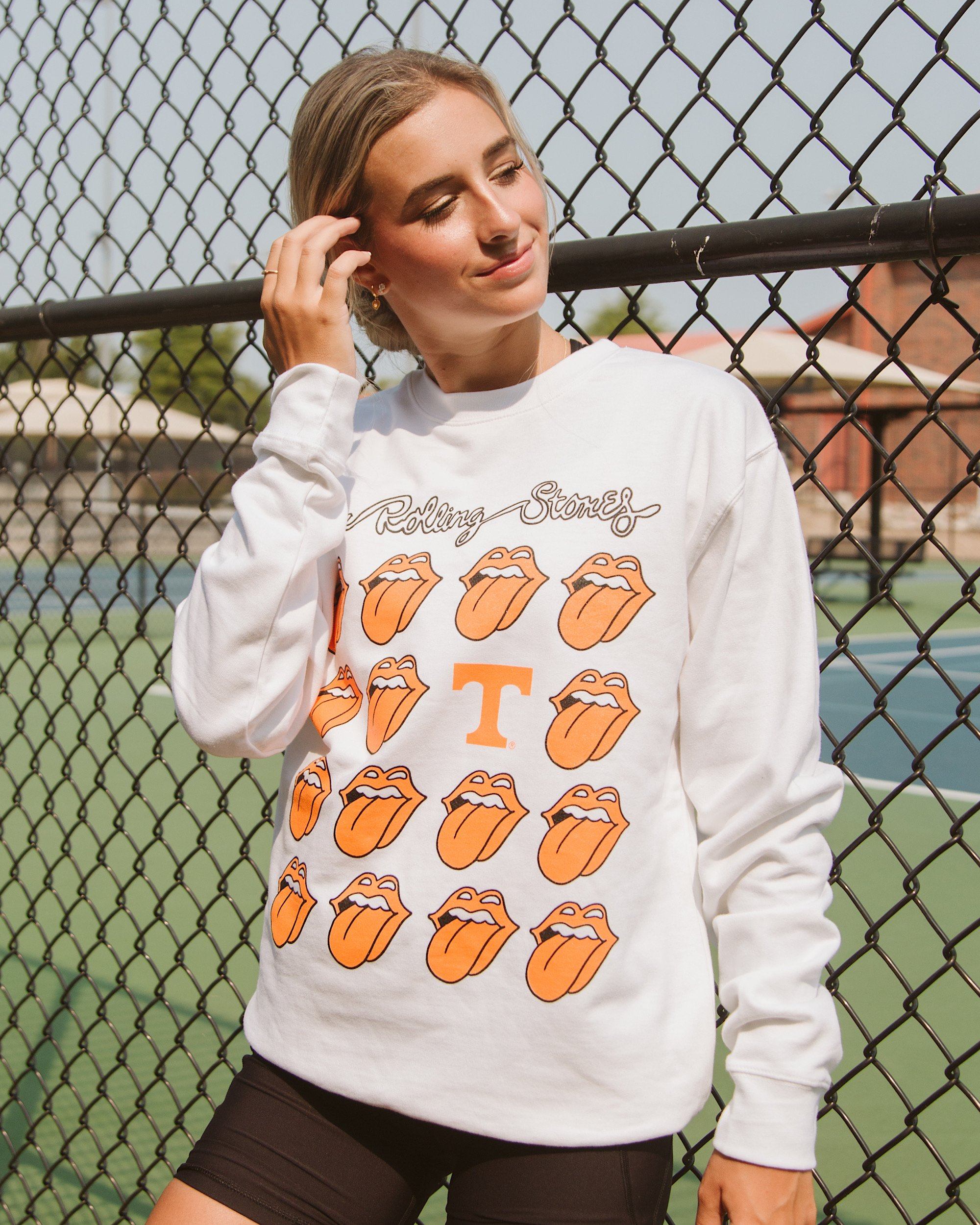 Rolling Stones University of Tennessee Multi Lick White Sweatshirt - shoplivylu