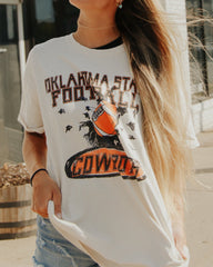 OSU Football Party Off White Thrifted Tee - shoplivylu