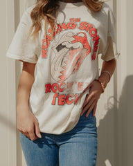 Rolling Stones Rock 'Em Texas Tech Off White Thrifted Tee - shoplivylu