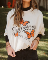 Tennessee Butterfly Off White Thrifted Tee - shoplivylu