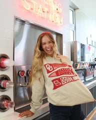 OU Sooners Pennant Sand Thrifted Sweatshirt - shoplivylu