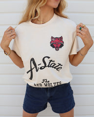 Arkansas State Red Wolves Quality Off White Thrifted Tee - shoplivylu