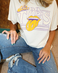 Rolling Stones LSU Tigers Stoned Off White Thrifted Tee - shoplivylu
