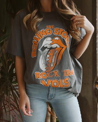 Rolling Stones Rock 'Em Vols Charcoal Thrifted Tee - shoplivylu