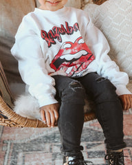 Children's Rolling Stones Razorbacks Tie Dye Lick White Sweatshirt - shoplivylu