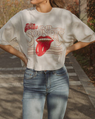 Rolling Stones OU Sooners Stoned White Cropped Tee - shoplivylu