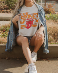 Rolling Stones Stoned White Cropped Tee - shoplivylu