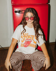 Rolling Stones Stoned Off White Thrifted Distressed Tee - shoplivylu