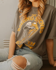 Rolling Stones Rock 'Em Mountaineers Charcoal Thrifted Tee - shoplivylu