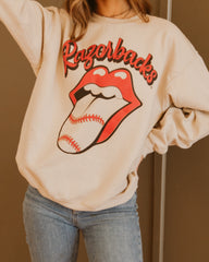 Rolling Stones Razorbacks Baseball Lick Sand Thrifted Sweatshirt - shoplivylu