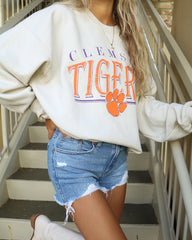 Clemson Tigers 80s Sand Thrifted Sweatshirt - shoplivylu