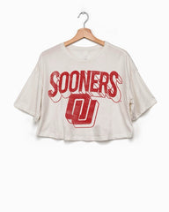 OU/Nebraska Disco Ivory Cropped Tee - shoplivylu