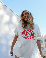 Queen Iowa State Will Rock You Off White Thrifted Tee - shoplivylu
