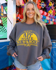 Queen App State Will Rock You Off Black Thrifted Sweatshirt - shoplivylu