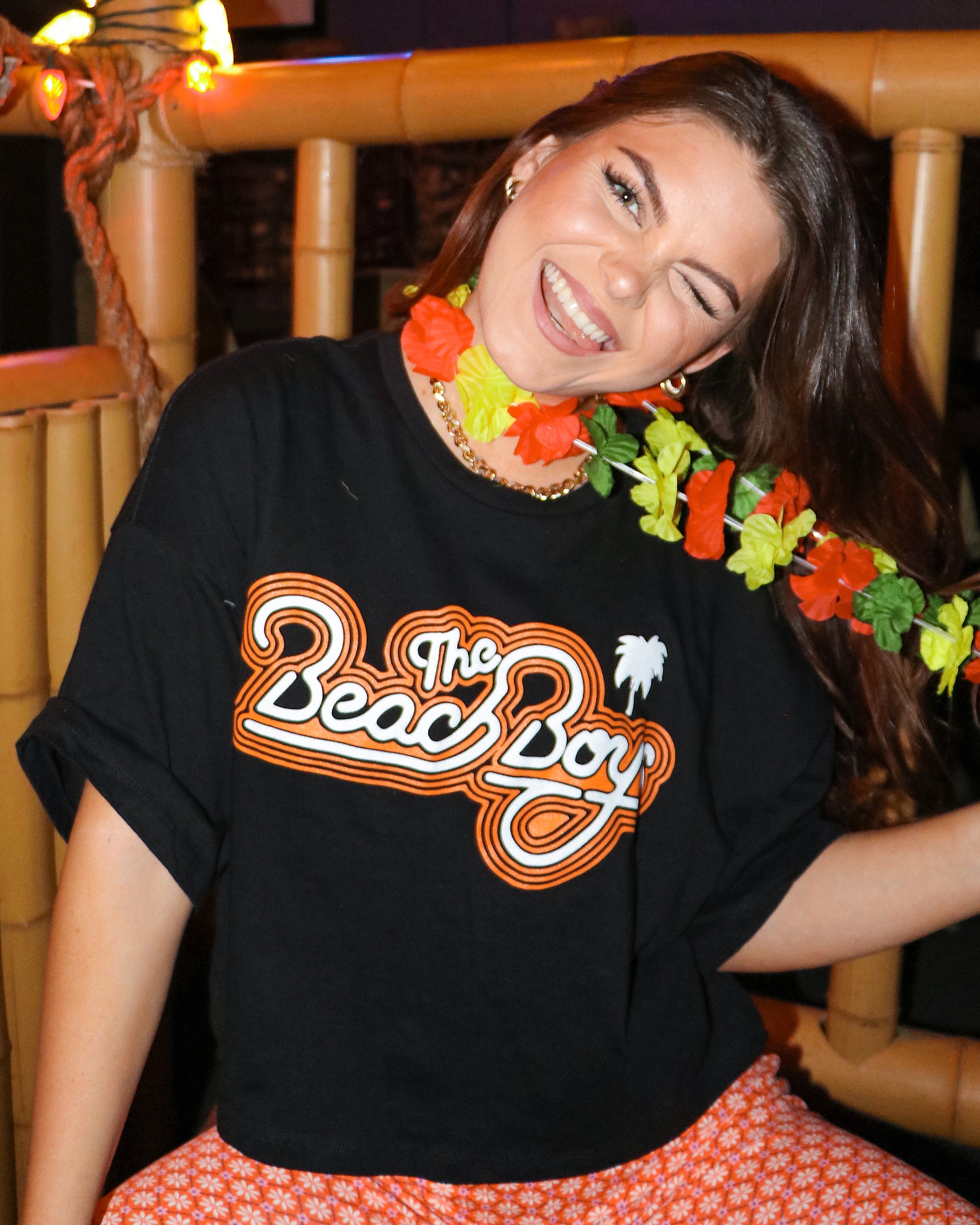 The Beach Boys Neon Logo Black Cropped Tee - shoplivylu